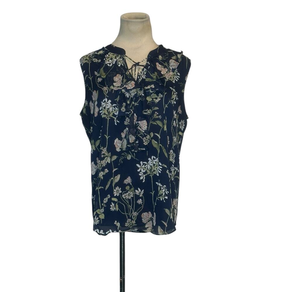 Tommy Hilfiger blue floral ruffled blouse size Medium